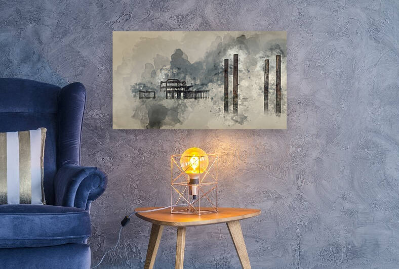 Digital watercolor painting of Landscape image of derelict Victo by Matthew Gibson