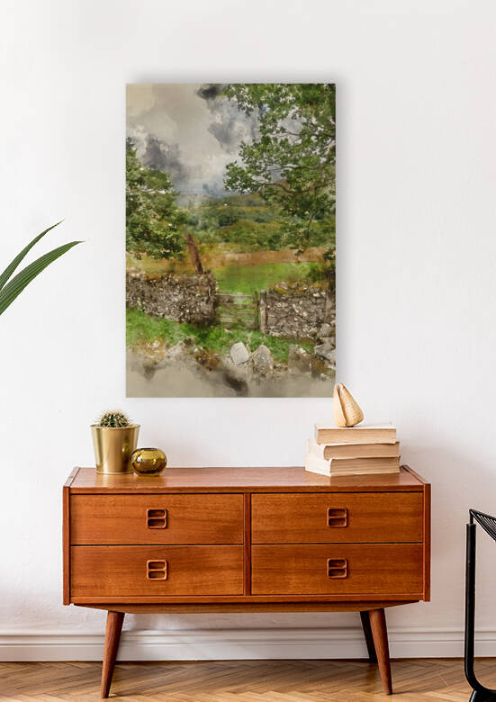 Digital watercolor painting of Landscape image of view from Prec by Matthew Gibson