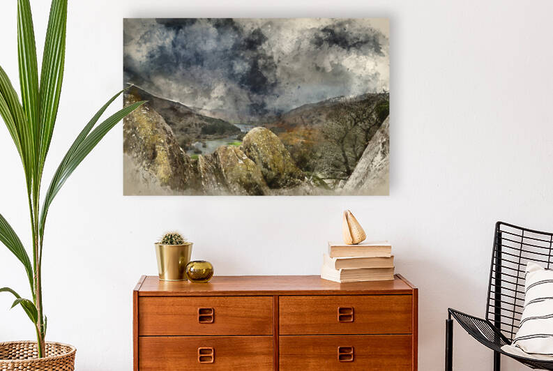 Digital watercolor painting of Winter landscape image of the vie by Matthew Gibson