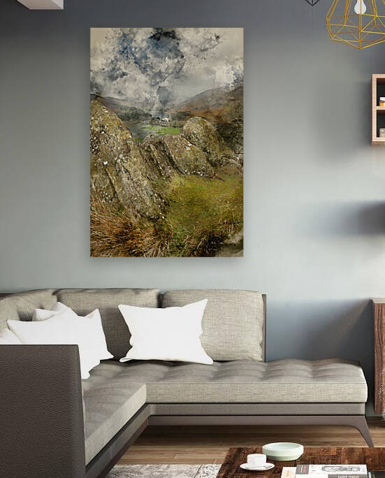 Digital watercolor painting of Winter landscape image of the vie by Matthew Gibson