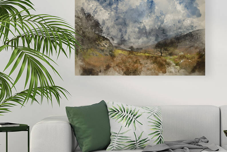 Digital watercolor painting of Beautiful Winter landscape image  by Matthew Gibson