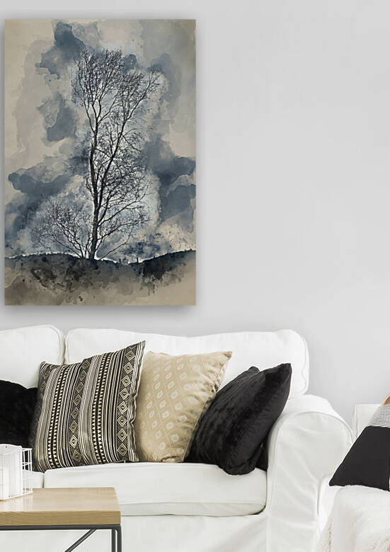 Digital watercolor painting of Moody Winter landscape image of s by Matthew Gibson