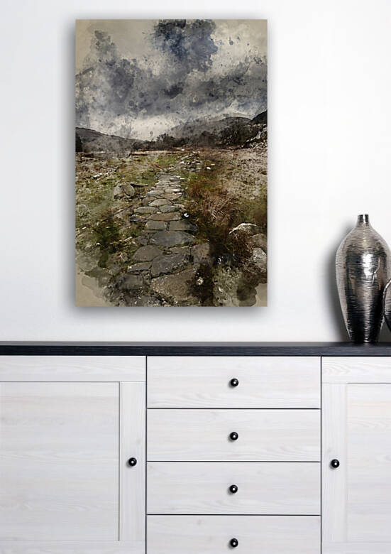 Digital watercolor painting of Beautiful Winter landscape image  by Matthew Gibson