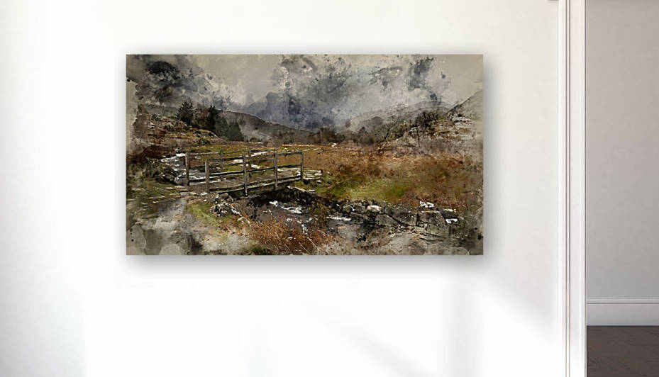 Digital watercolor painting of Beautiful Winter landscape image  by Matthew Gibson