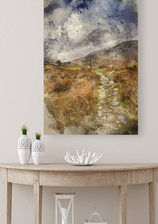 Digital watercolor painting of Beautiful Winter landscape image  by Matthew Gibson