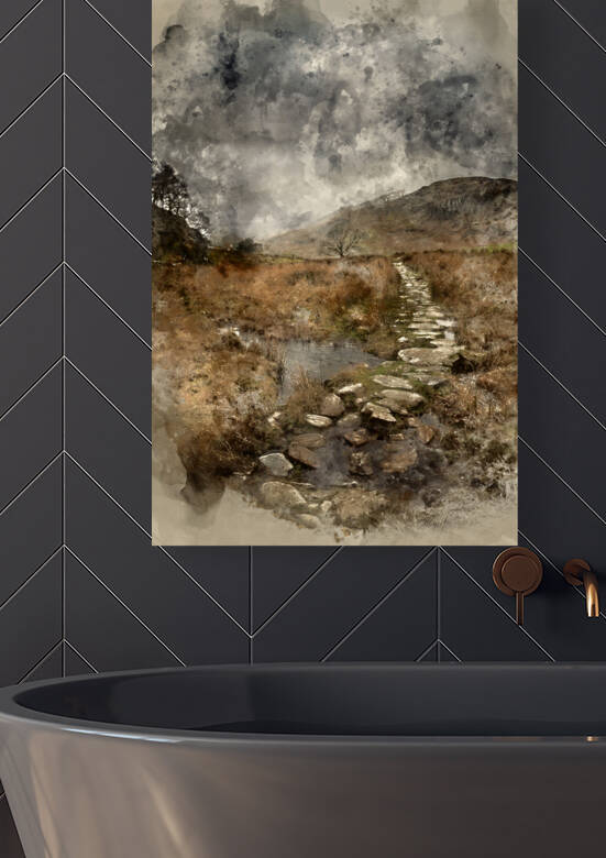 Digital watercolor painting of Beautiful Winter landscape image  by Matthew Gibson