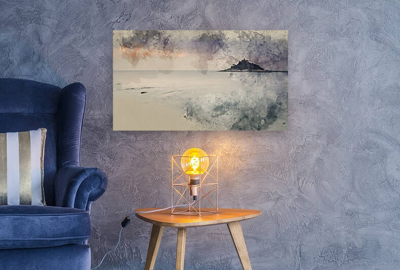 Digital watercolor painting of St Michaels Mount Bay Marazion l by Matthew Gibson