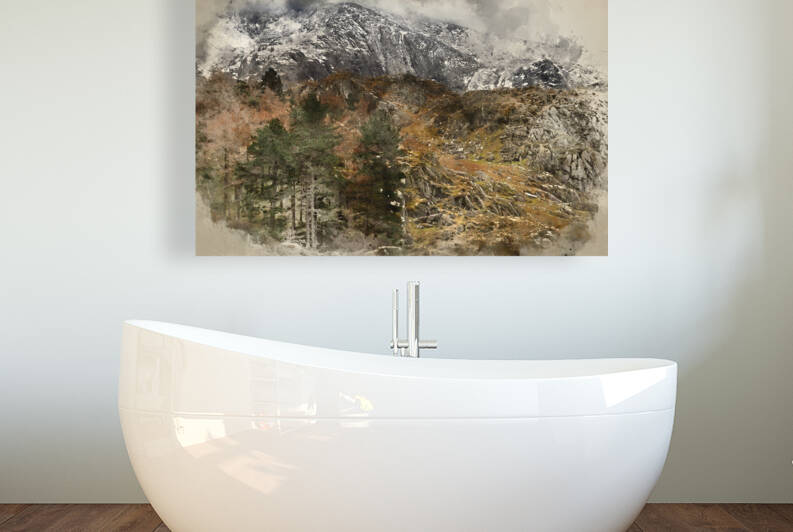 Digital watercolor painting of Beautiful moody landscape images  by Matthew Gibson