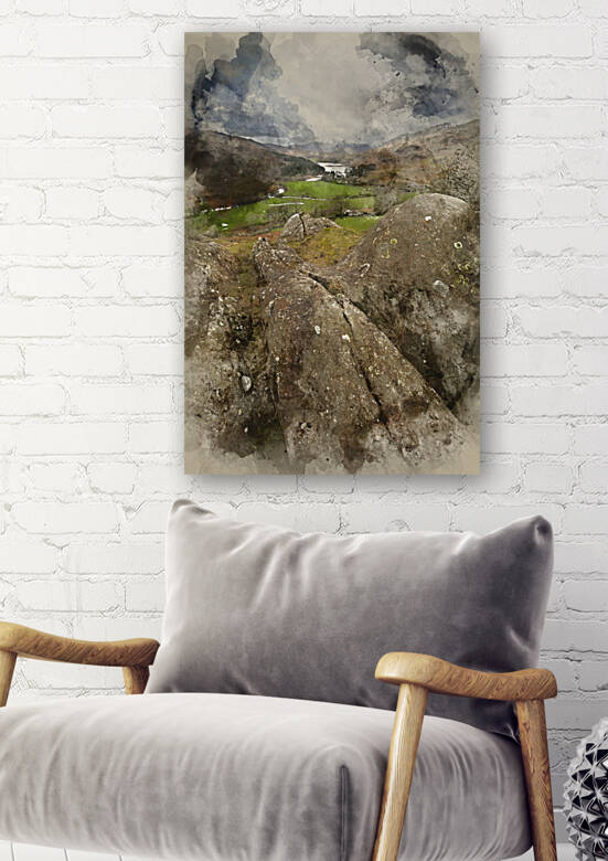 Digital watercolor painting of Winter landscape image of the vie by Matthew Gibson