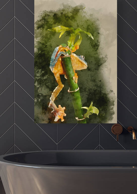 Digital watercolor painting of Fringed Leaf Tree Frog Cruziohyla by Matthew Gibson