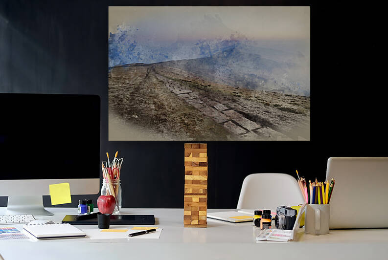 Digital watercolour painting of Stunning Winter sunrise landscap by Matthew Gibson