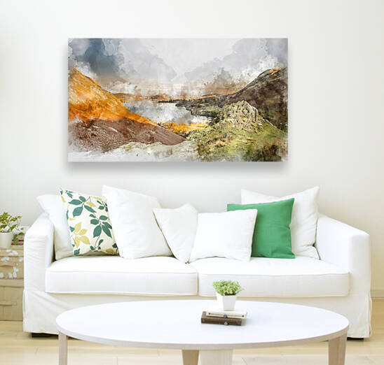 Digital watercolor painting of Beautiful Autumn Fall landscape o by Matthew Gibson