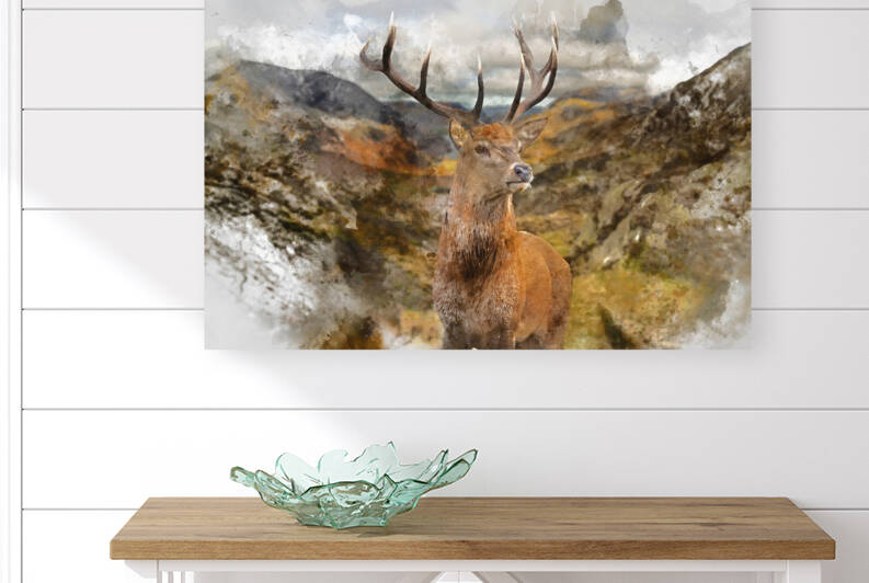 Digital watercolor painting of Majestic Autumn Fall landscape of by Matthew Gibson