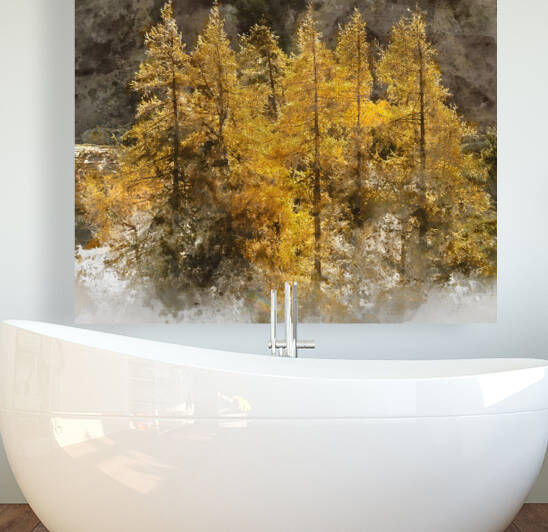 Digital watercolor painting of Majestic Autumn Fall landscape of by Matthew Gibson
