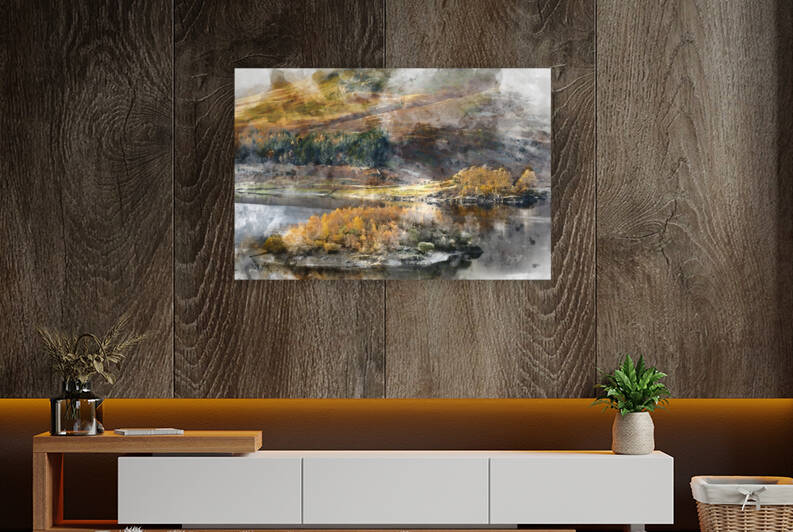 Digital watercolor painting of Stunning Autumn Fall landscape of by Matthew Gibson
