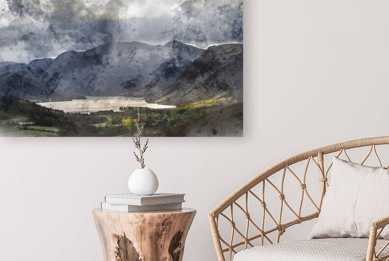 Digital watercolor painting of Majestic sun beams light up Crumm by Matthew Gibson