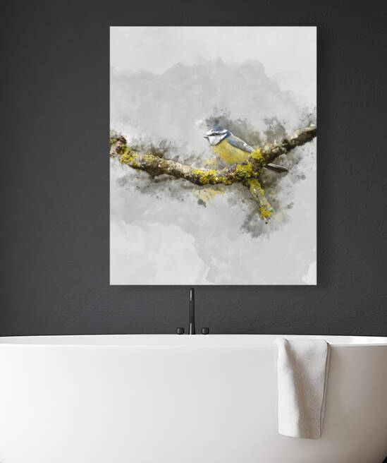Digitally created watercolor painting of Image of Blue Tit bird  by Matthew Gibson