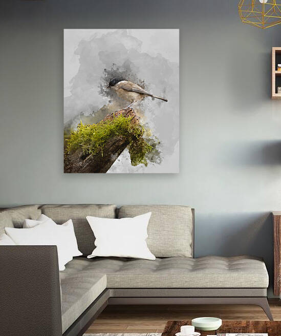 Digitally created watercolor painting of Image of Marsh Tit bird by Matthew Gibson