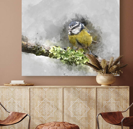 Digitally created watercolor painting of Image of Blue Tit bird  by Matthew Gibson