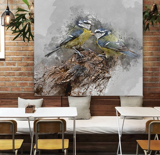 Digitally created watercolor painting of Image of Blue Tit bird  by Matthew Gibson