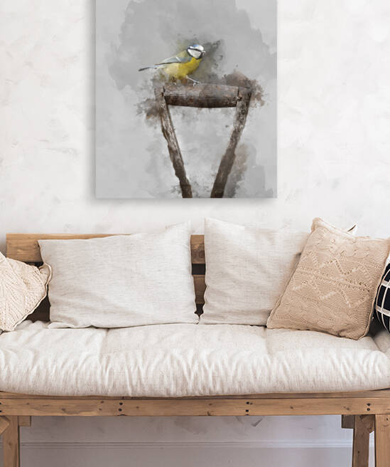 Digitally generated watercolor painting of Image of Blue Tit bir by Matthew Gibson