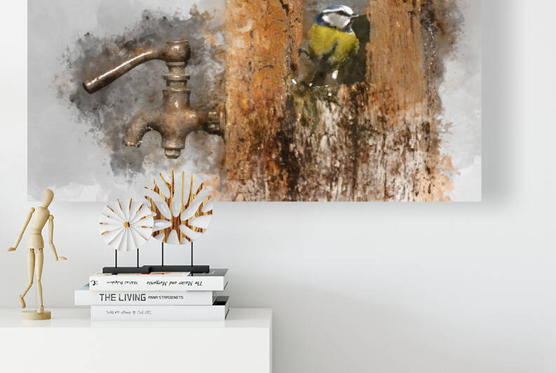Digitally generated watercolor painting of Image of Blue Tit bir by Matthew Gibson