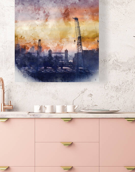 Digitally generated watercolor painting of Epic dawn sunrise lan by Matthew Gibson