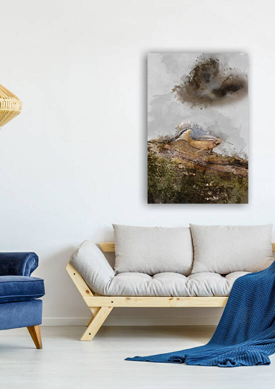 Digitally generated watercolor painting of Beautiful Nuthatch ga by Matthew Gibson
