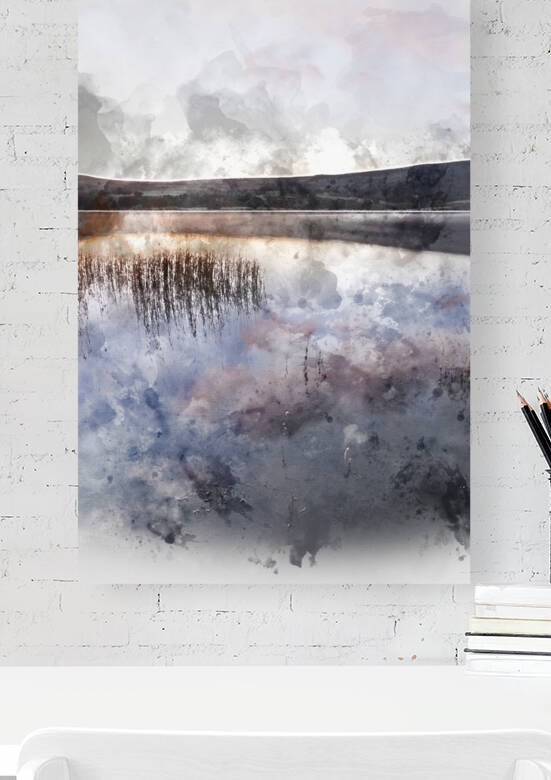 Digitally generated watercolor painting of Epic vibrant sunrise  by Matthew Gibson