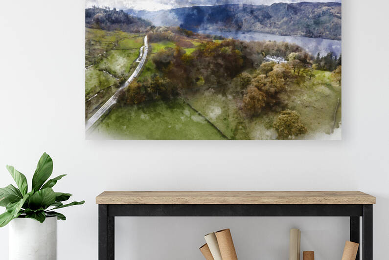 Digitally generated watercolor painting of Stunning aerial drone by Matthew Gibson