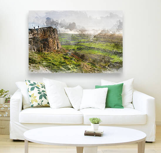 Digitally generated watercolor painting of Epic Peak District Wi by Matthew Gibson