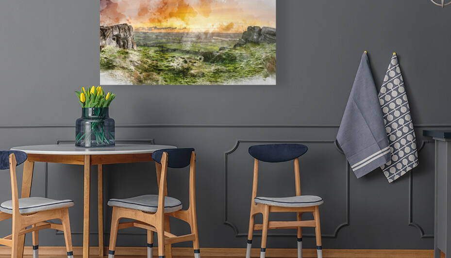 Digitally generated watercolor painting of Epic Peak District Wi by Matthew Gibson