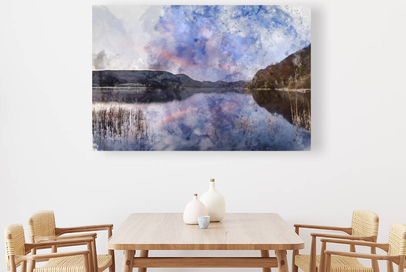 Digitally generated watercolor painting of Epic vibrant sunrise  by Matthew Gibson