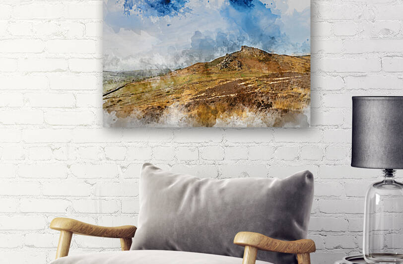 Digitally generated watercolor painting of Epic Peak District Wi by Matthew Gibson