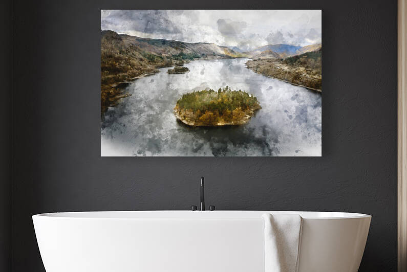 Digitally generated watercolor painting of Stunning aerial drone by Matthew Gibson