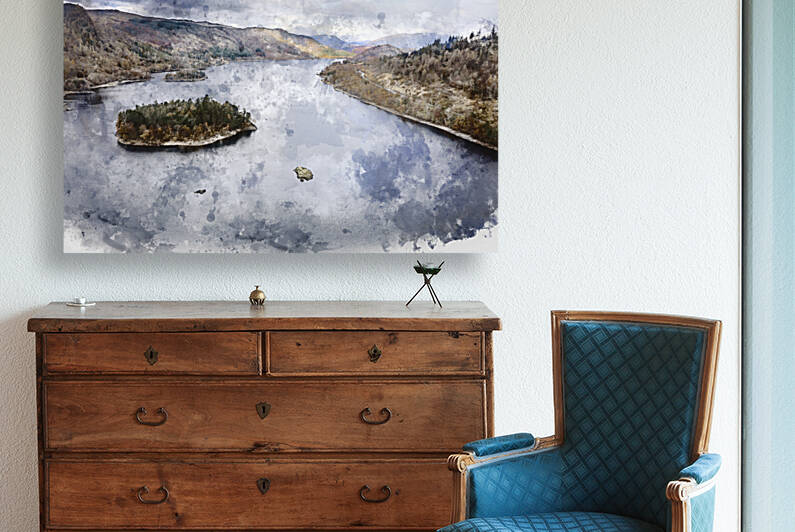 Digitally generated watercolor painting of Stunning aerial drone by Matthew Gibson