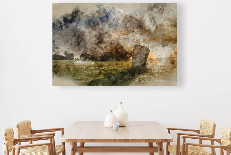 Digitally created watercolor painting of Stunning Summer sunrise by Matthew Gibson