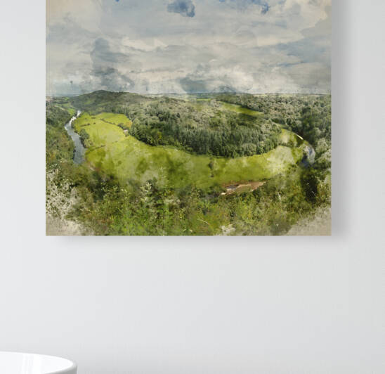 Digital watercolor painting of Stunning Summer landscape of view by Matthew Gibson