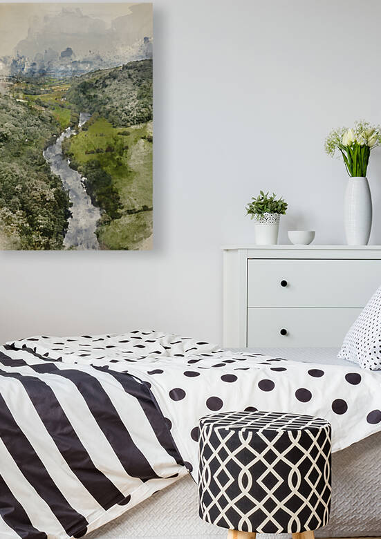 Digitally created watercolor painting of Stunning Summer landsca by Matthew Gibson