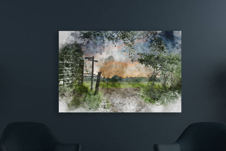 Digital watercolor painting of Stunning English countryside Summ by Matthew Gibson