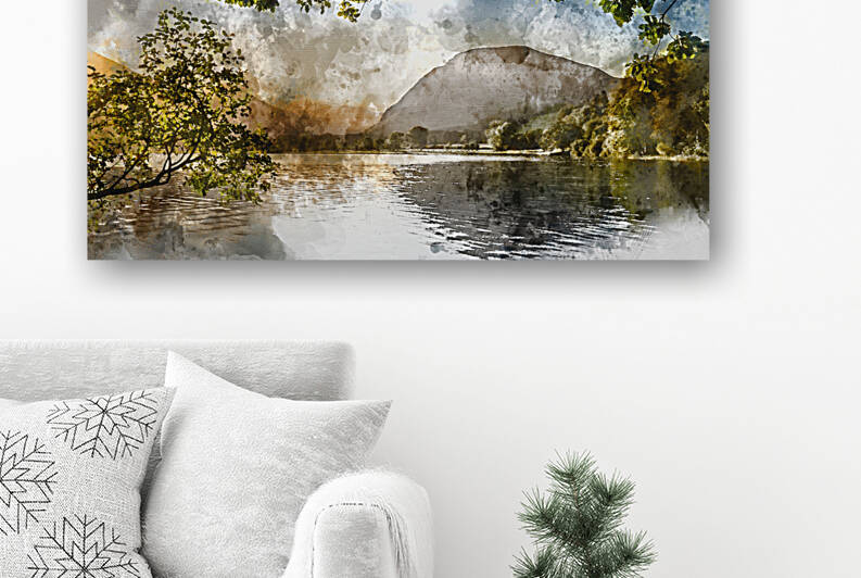 Digital watercolor painting of Stunning epic sunrise landscape i by Matthew Gibson