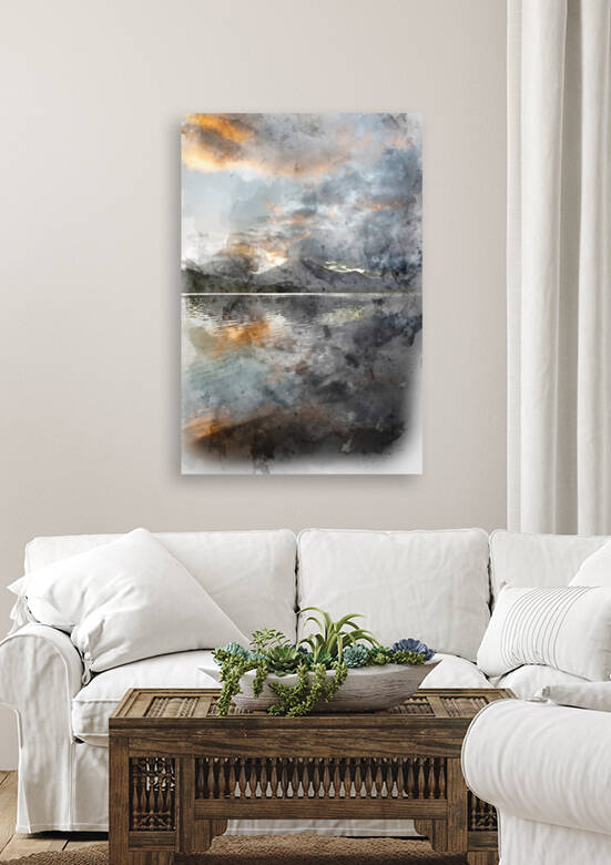 Digital watercolor painting of Beautiful sunrise landscape image by Matthew Gibson