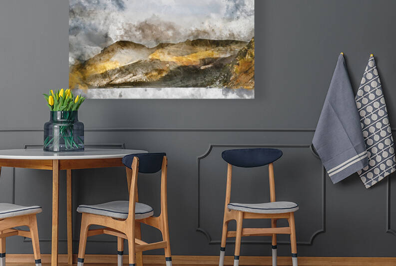 Digital watercolor painting of Stunning landscape image looking  by Matthew Gibson