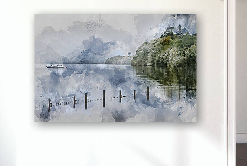 Digital watercolor painting of Stunning landscape image of Derwe by Matthew Gibson