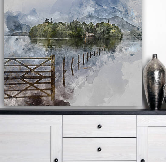 Digital watercolor painting of Stunning landscape image of Derwe by Matthew Gibson