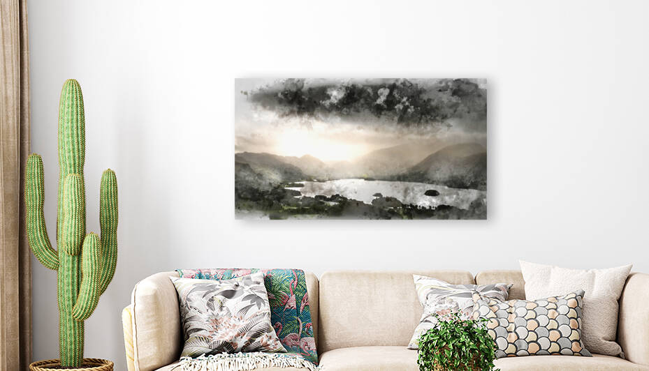 Digital watercolor painting of Stunning epic landscape image acr by Matthew Gibson