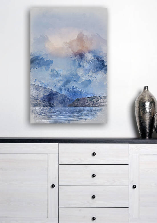 Digital watercolor image of Majestic landscape image across Loch by Matthew Gibson