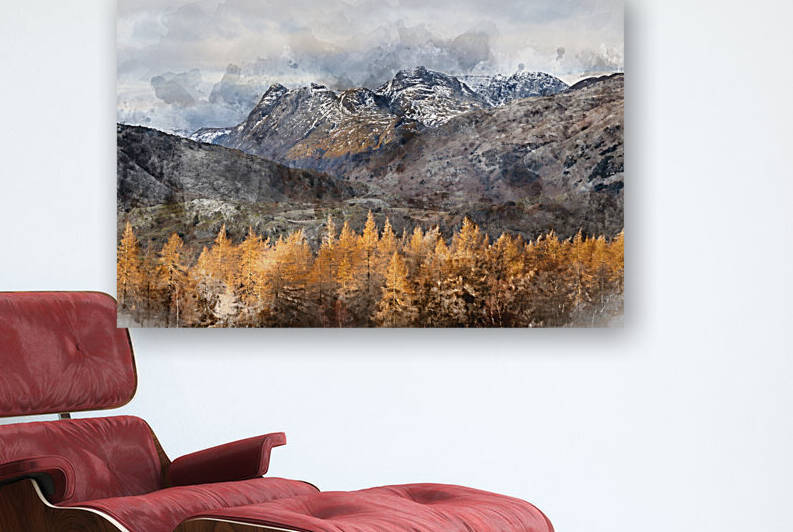 Digital watercolor painting of Majestic Winter landscape image v by Matthew Gibson