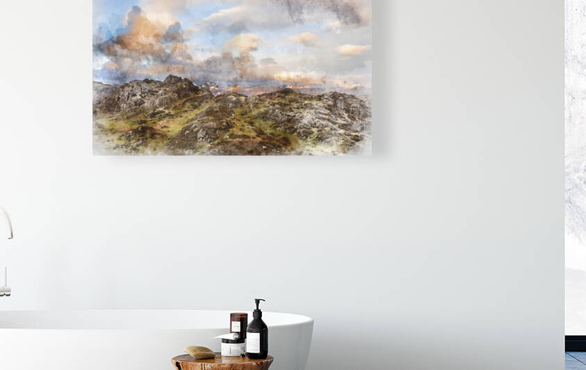 Digital watercolor painting of Majestic Winter landscape image v by Matthew Gibson