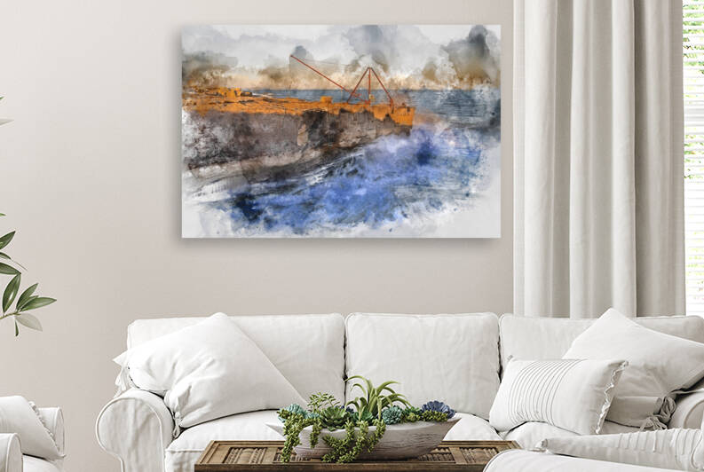 Digital watercolour painting of Calm sunset landscape image of P by Matthew Gibson